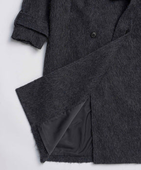 [25WINTER PRE-ORDER] Ribbon Collar Shaggy Long Coat