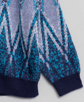 Airy Mohair Argyle Prime-Over V-Neck Knit Cardigan
