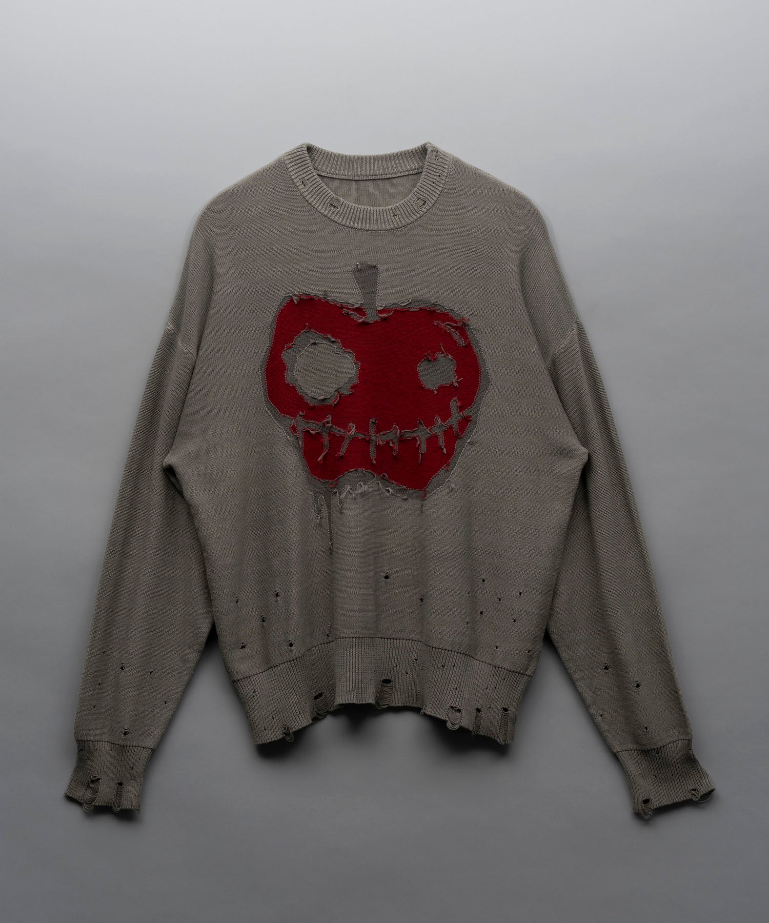 「Halloween Apple」 Pigment Dyed Intarsia Knit Pullover