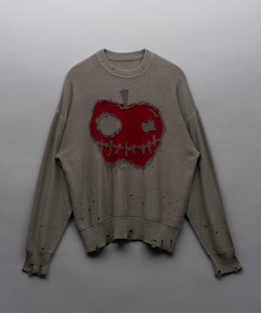 [24AW Pre-Order] Embroidery Damage Prime-Over Crew Neck Knit Pullover.