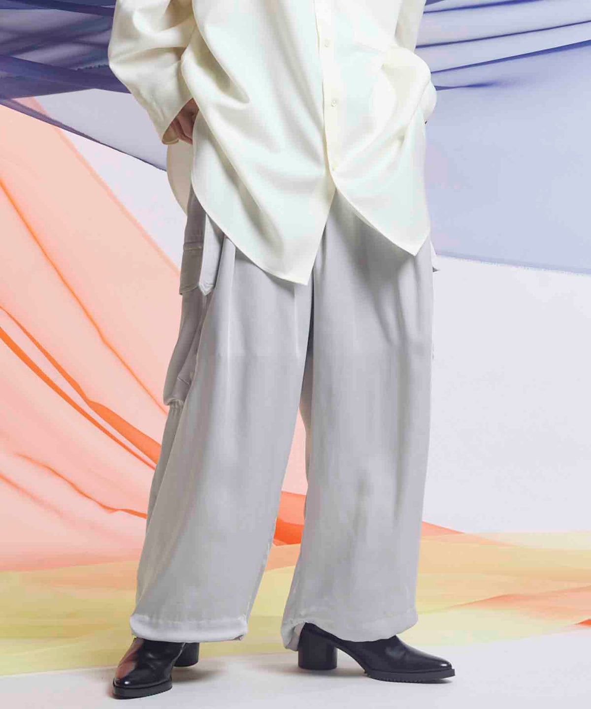 【25SS PRE-ORDER】Stretch Satin Prime-Wide Cargo Pants