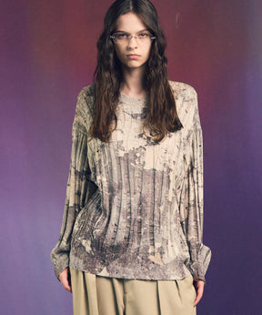 Wall Art Print Damage Knit Pullover