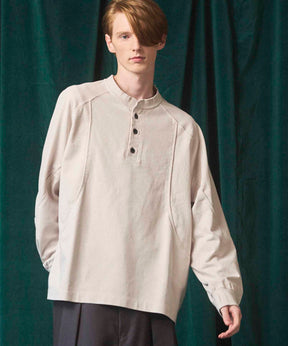 Curve switching Prime-Over Henry Neck Long Sleeve T-Shirt