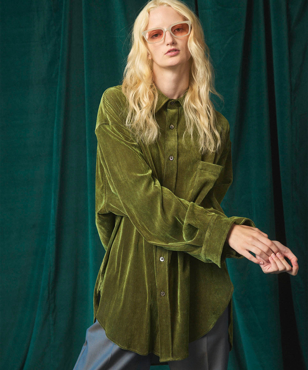 Prime-Over Flocky Print Regular Collar Shirt Coat