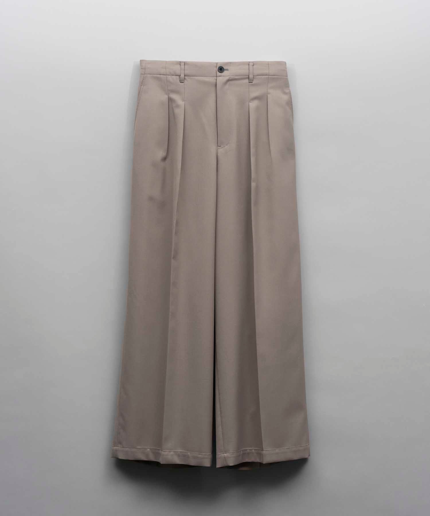 Wool Mix Continuous Tow-Tuck Wide Pants