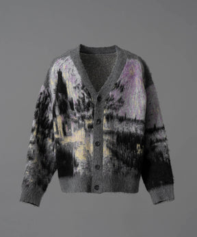 [24AW Pre-Order] Prime-Over Landscape Painting V-Neck Knit Cardigan