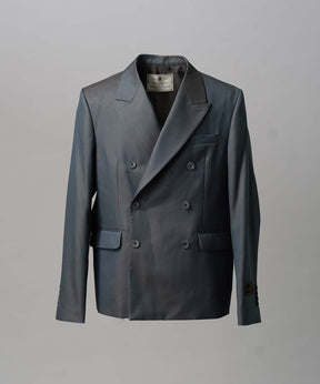 4 색 샹 브레이 세탁 가능한 양모 피크 라펠 더블 가슴 재킷