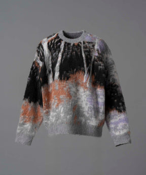 [24AW Pre-Order] Prime-Over Landscape Painting Crew Neck Knit Pullover