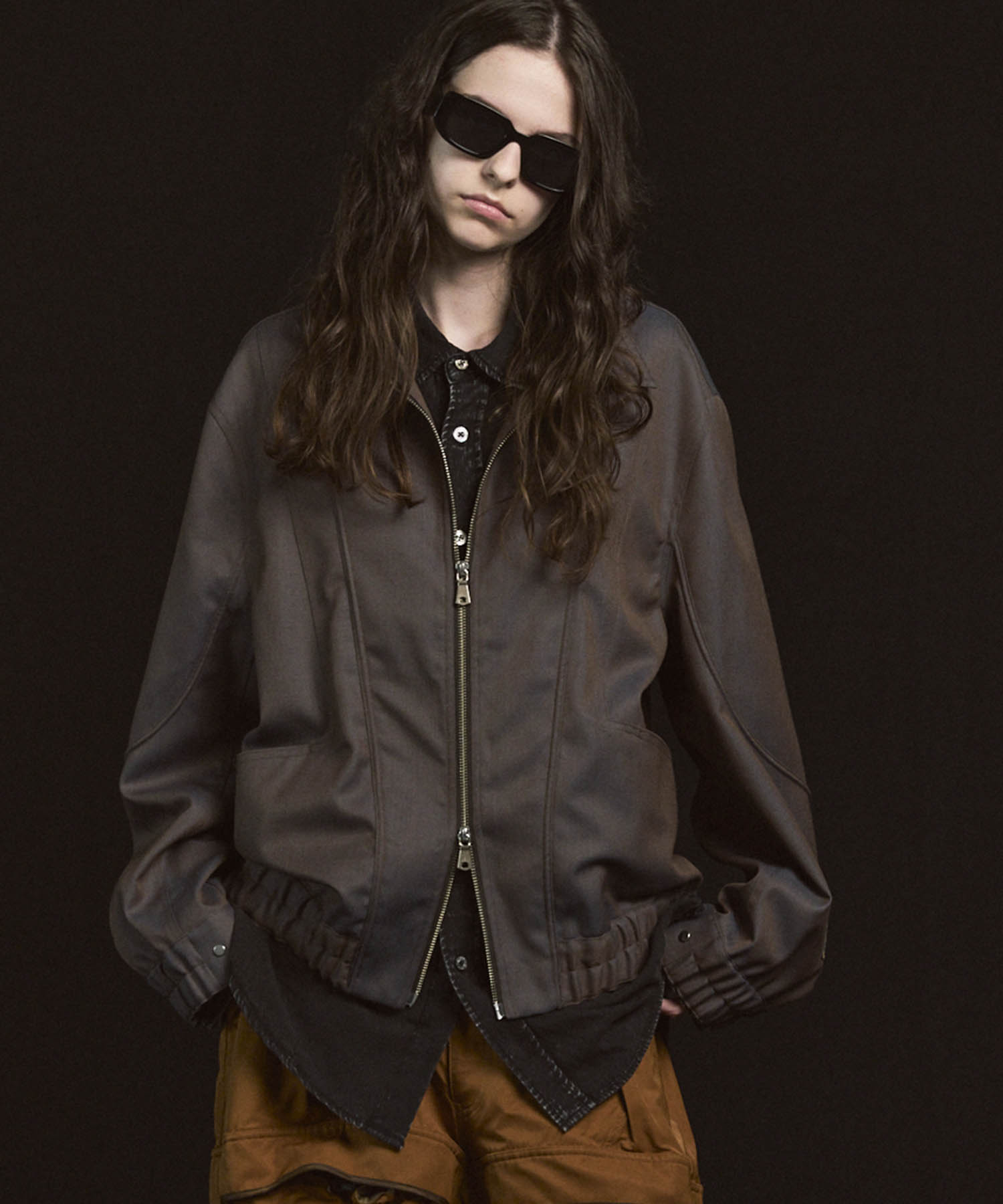 4 Colors Chambray Washable Wool Prime-Over Blouson