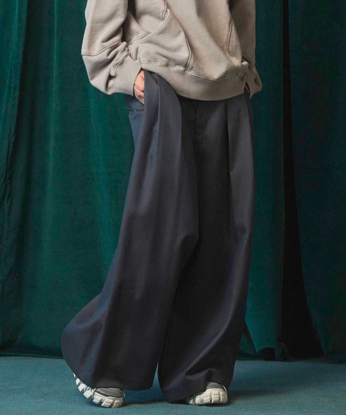 4 Colors Chambray Washable Wool Baggy Wide Pants