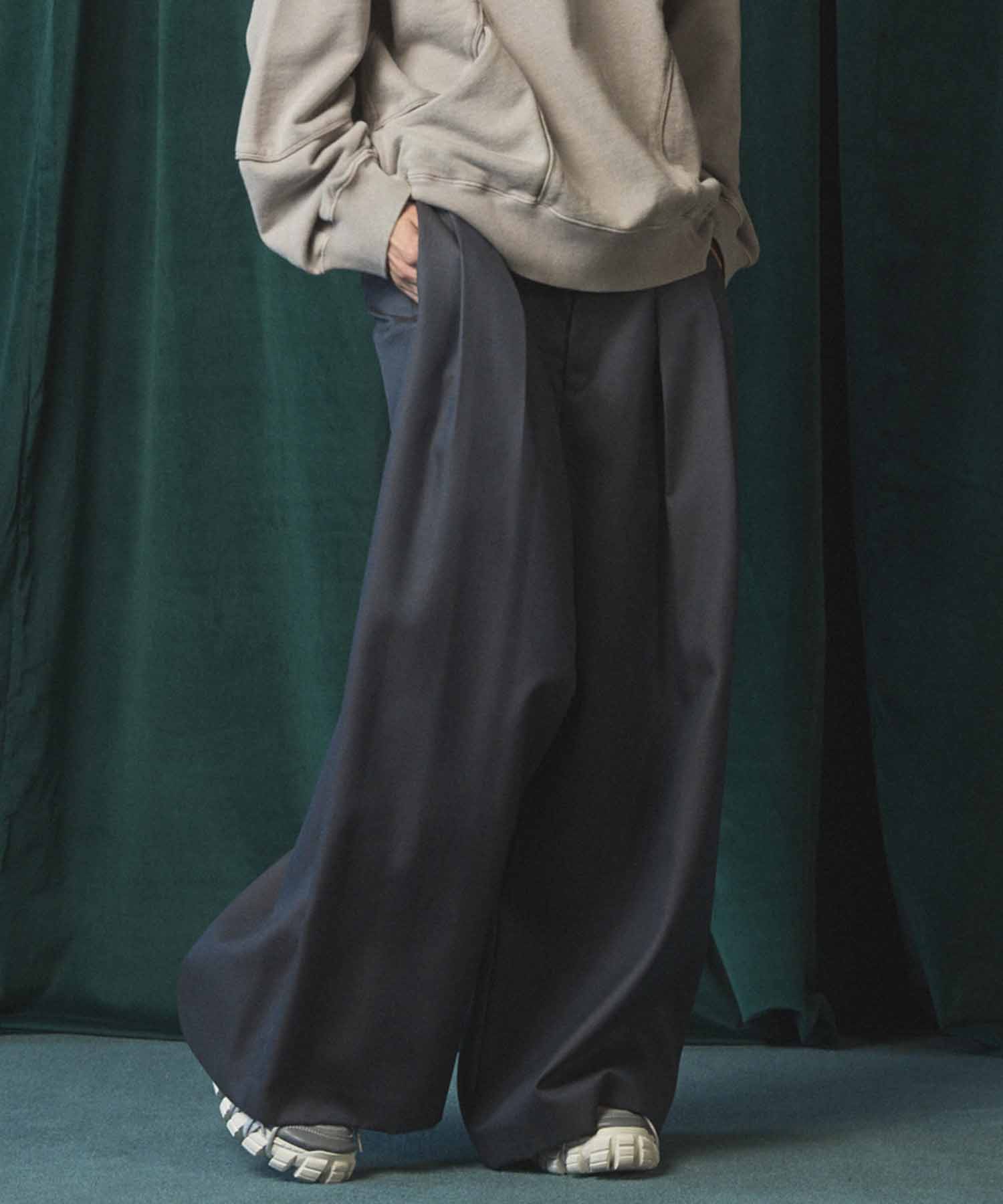 4 Colors Chambray Washable Wool Baggy Wide Pants