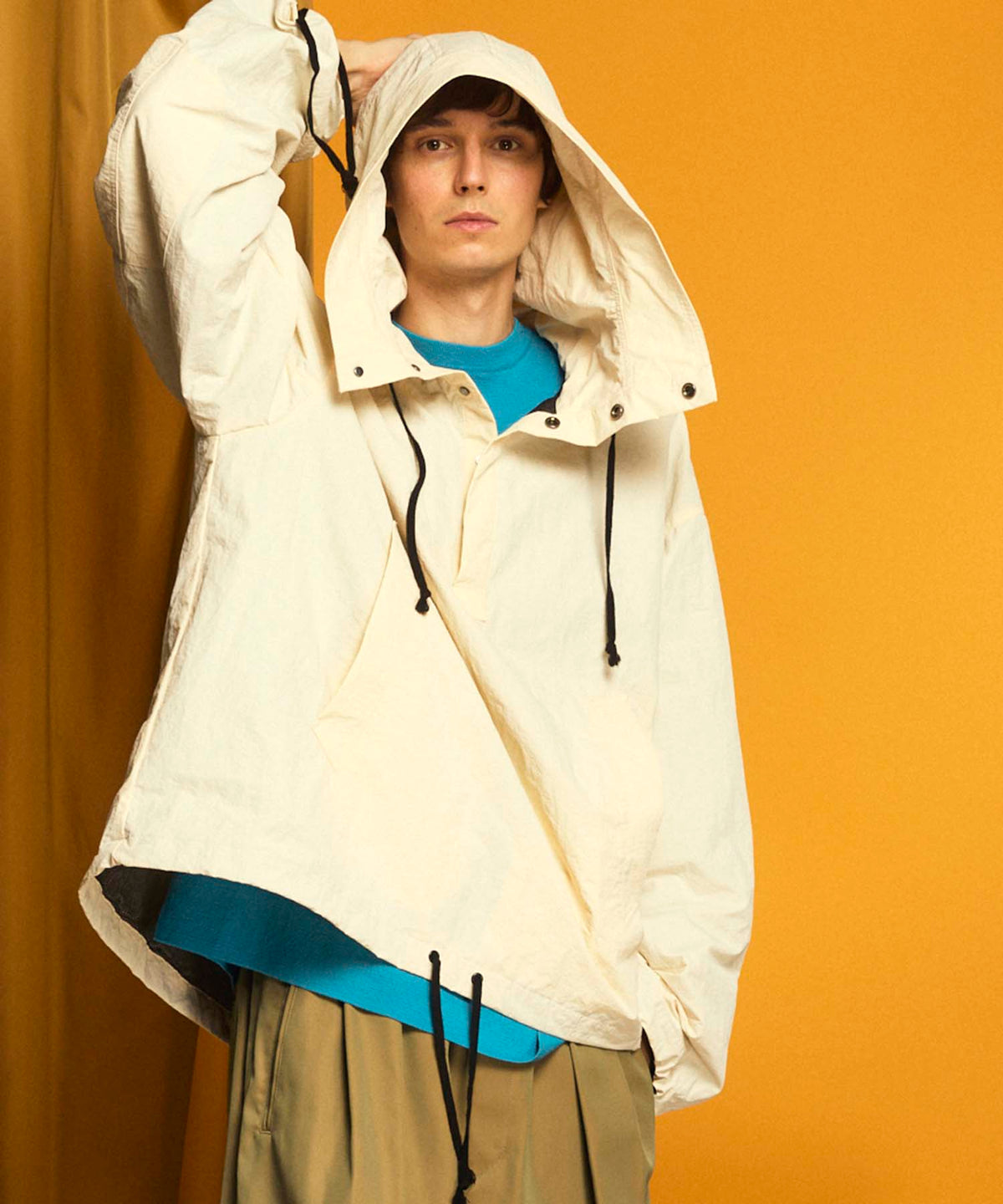 Washed NYLON Prime-Over Anorak Hoodie