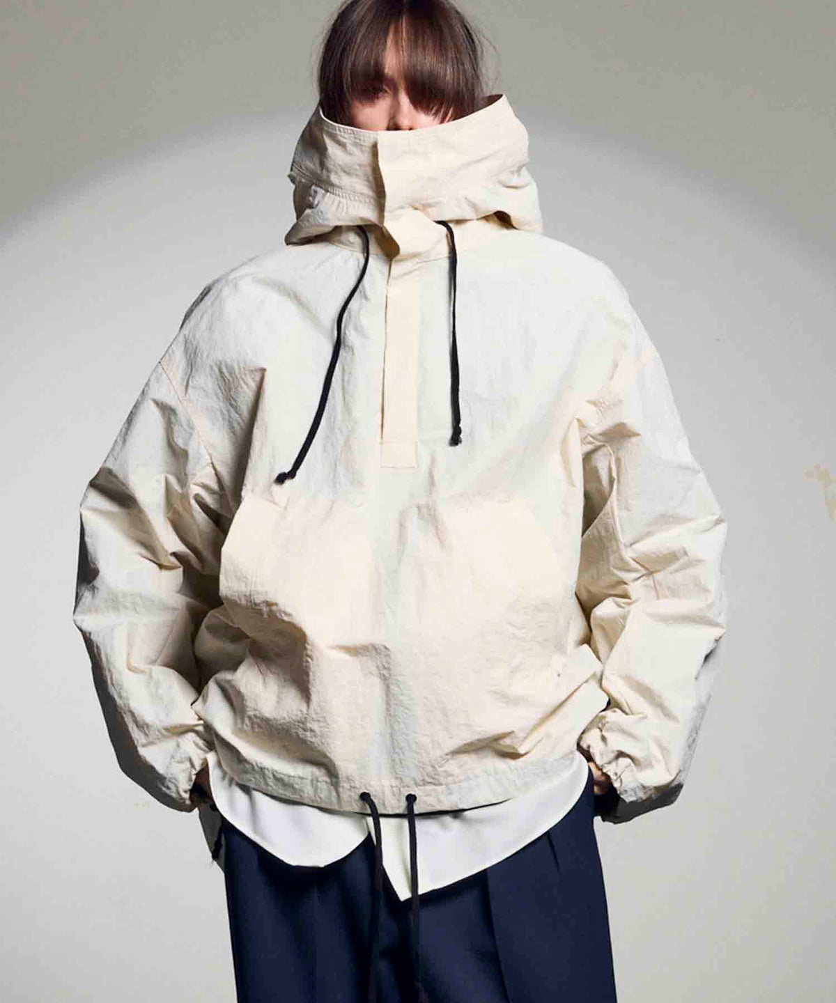 Washed NYLON Prime-Over Anorak Hoodie