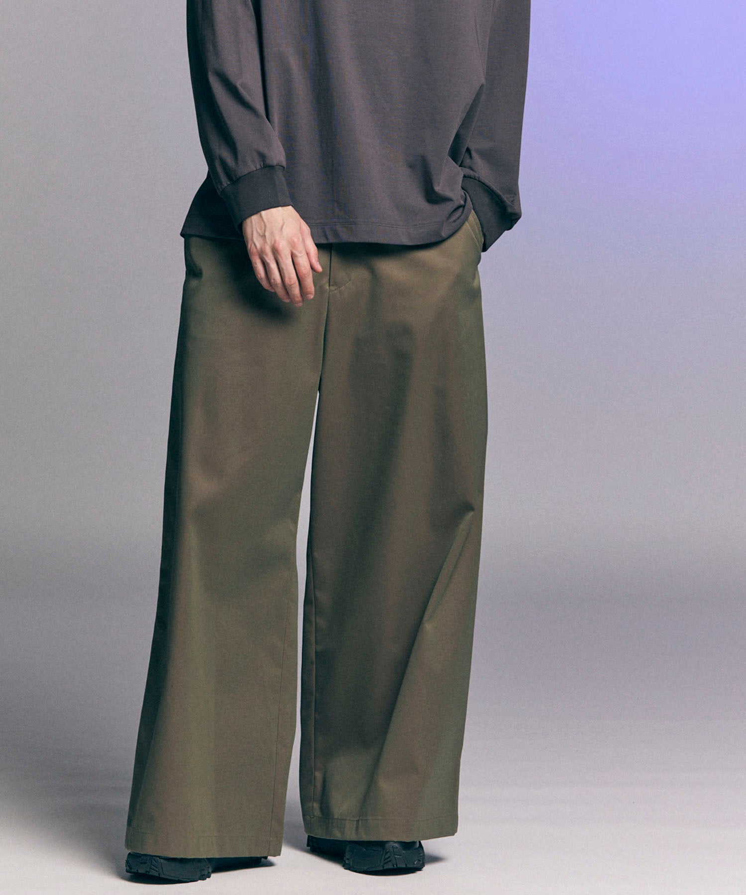 120/2/2/2/2/2/SUVIN COTTON GABARDINE BUGGY WIDE PANTS