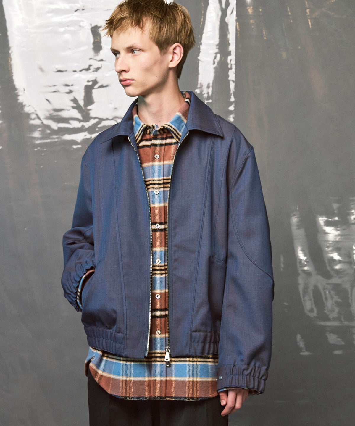 4 Colors Chambray Washable Wool Prime-Over Blouson