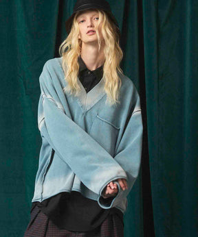 Gradation Short Length Prime-Over V-Neck Knit Pullover