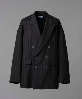 【Italian Dead Stock Fabric】Peaked Lapel Prime-Over Double Breasted Jacket