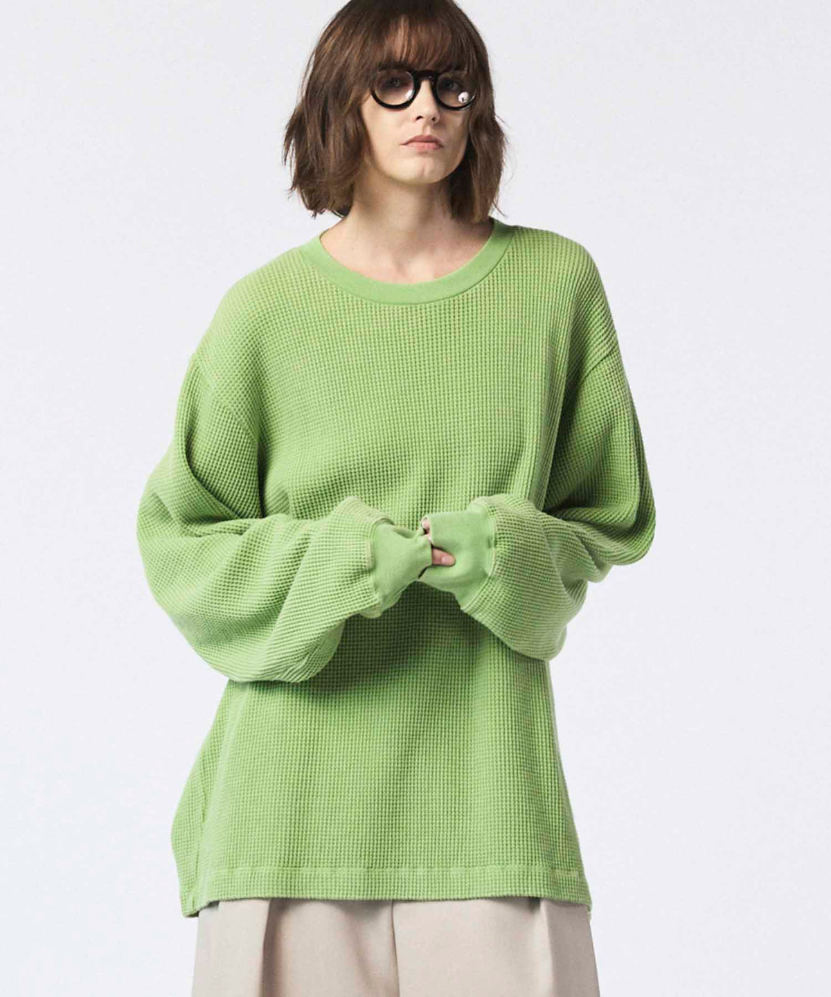 Prime-Over Crew Neck Long Sleeve Waffle T-Shirt