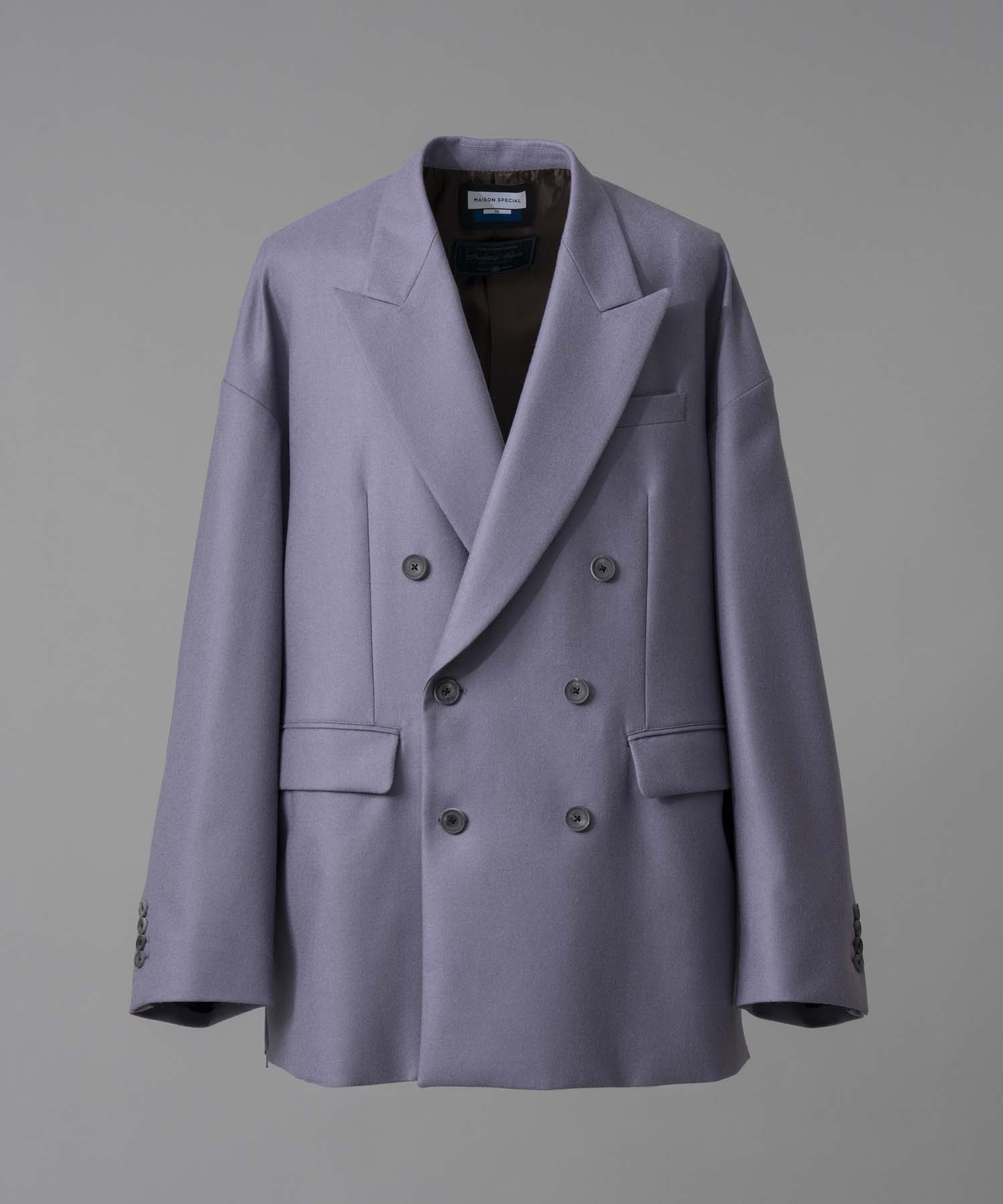 [Italian Dead Stock Fabric] Peaked Lapel Prime-Over Double Breasted Jacket