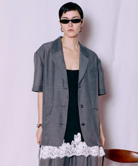 Half-Sleeve Sheer Suiting Jacket