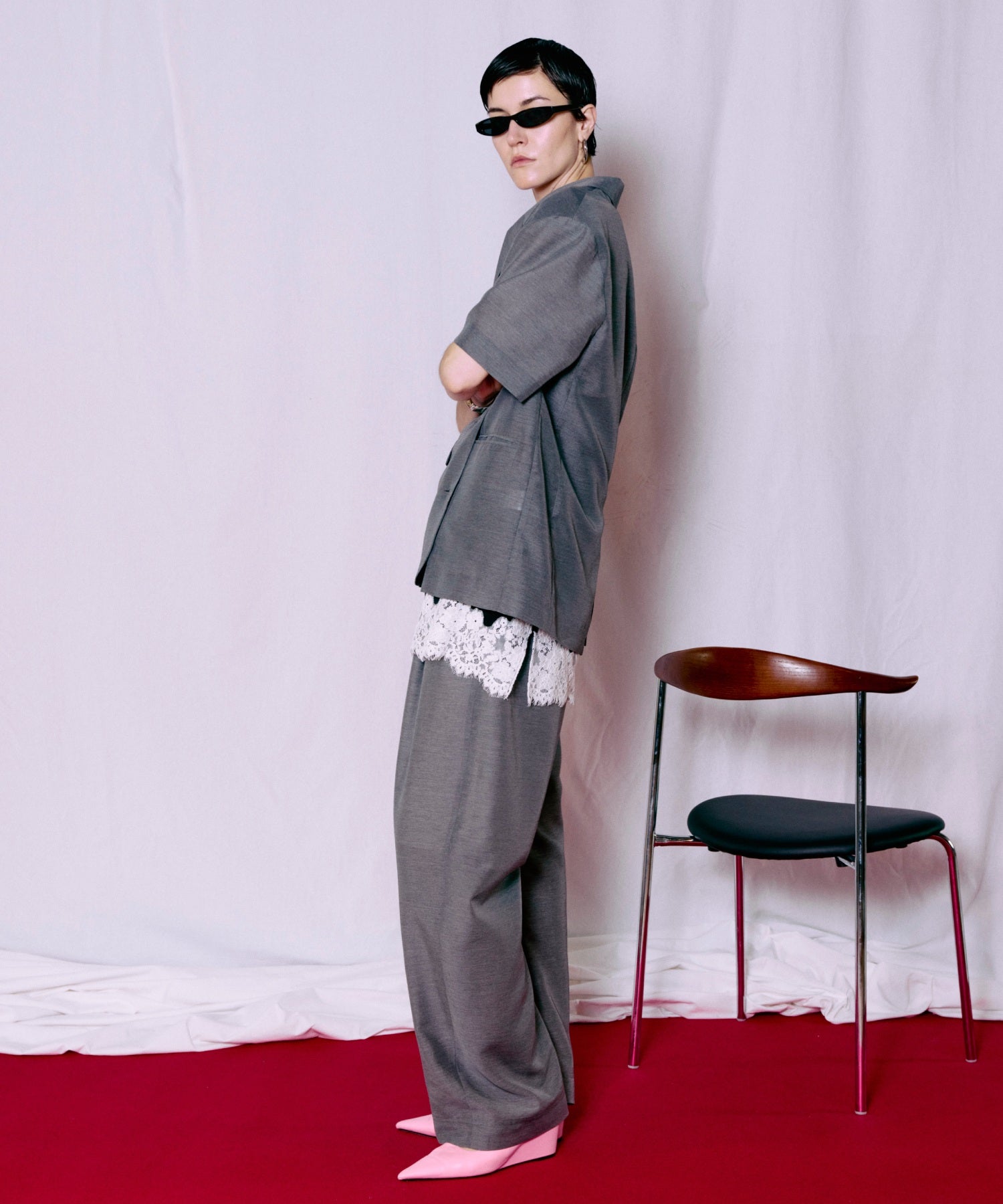 Sheer Suiting Easy Pants