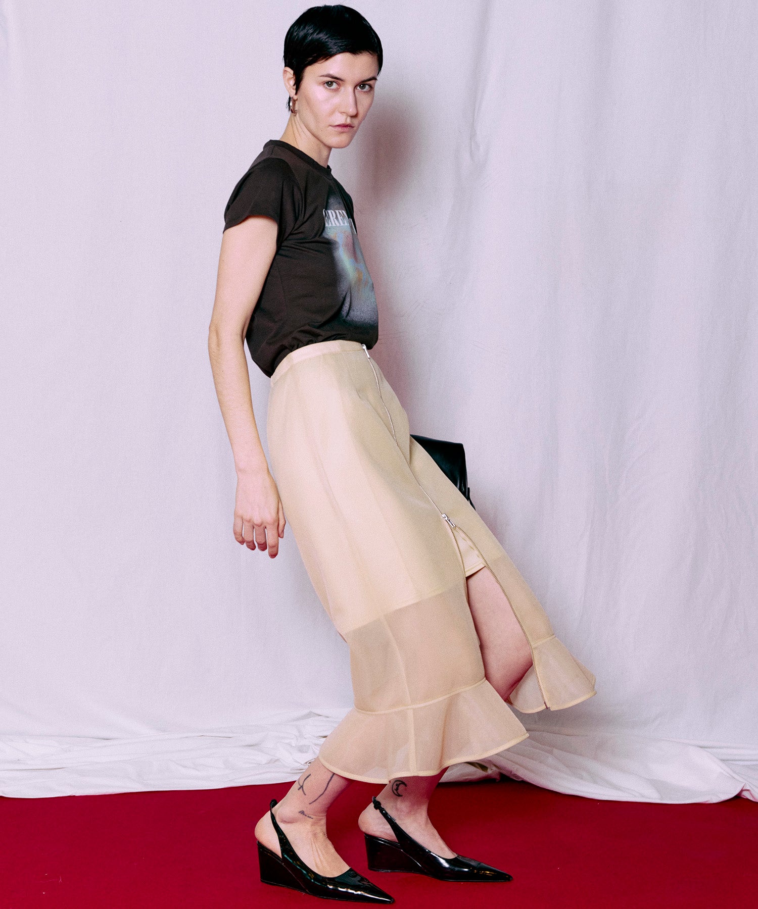 [2026Summer PRE-ORDER] Sheer Bonded Ruffle Skirt