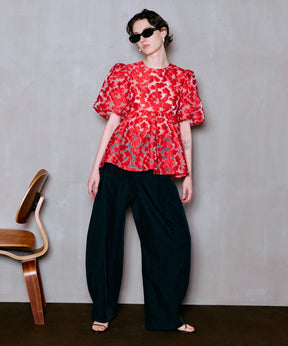[2026Summer PRE-ORDER] Sheer Flower Jacquard Blouse