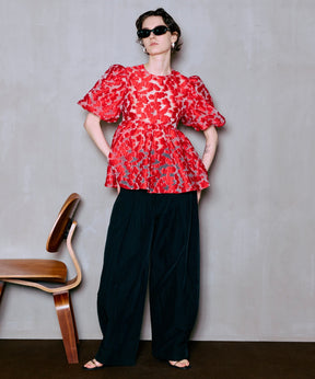 [2026Summer PRE-ORDER] Sheer Flower Jacquard Blouse