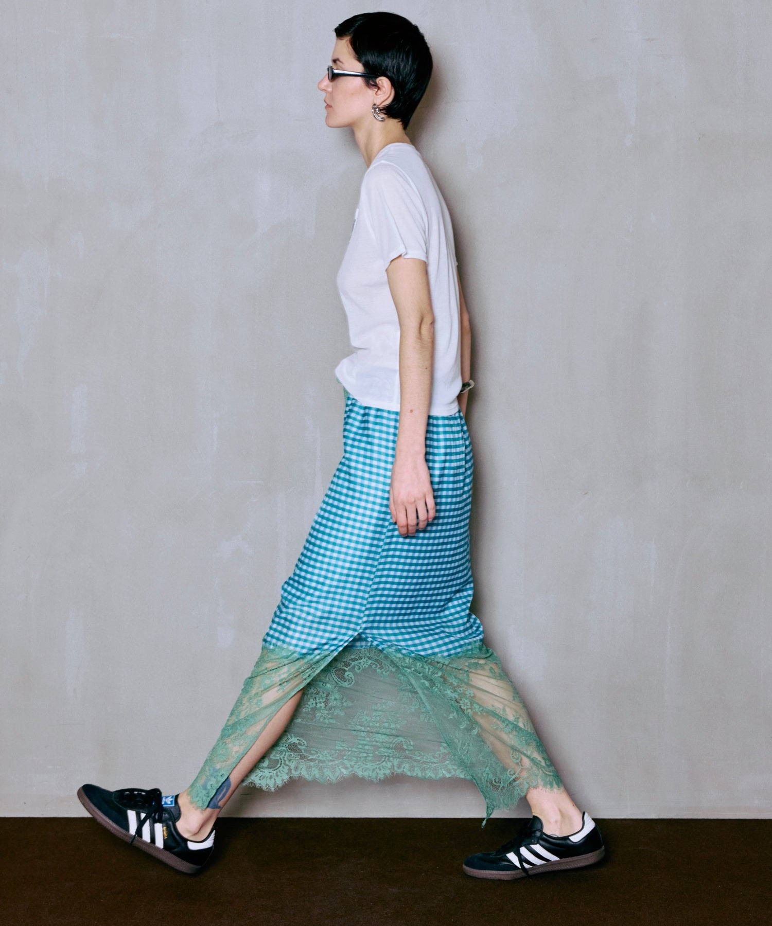[2026Summer PRE-ORDER] Check Lace Tight Skirt
