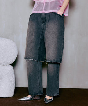 Layered Denim Pants