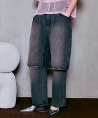 Layered Denim Pants