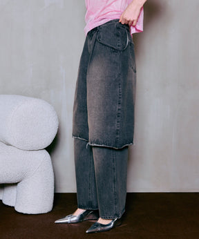 Layered Denim Pants