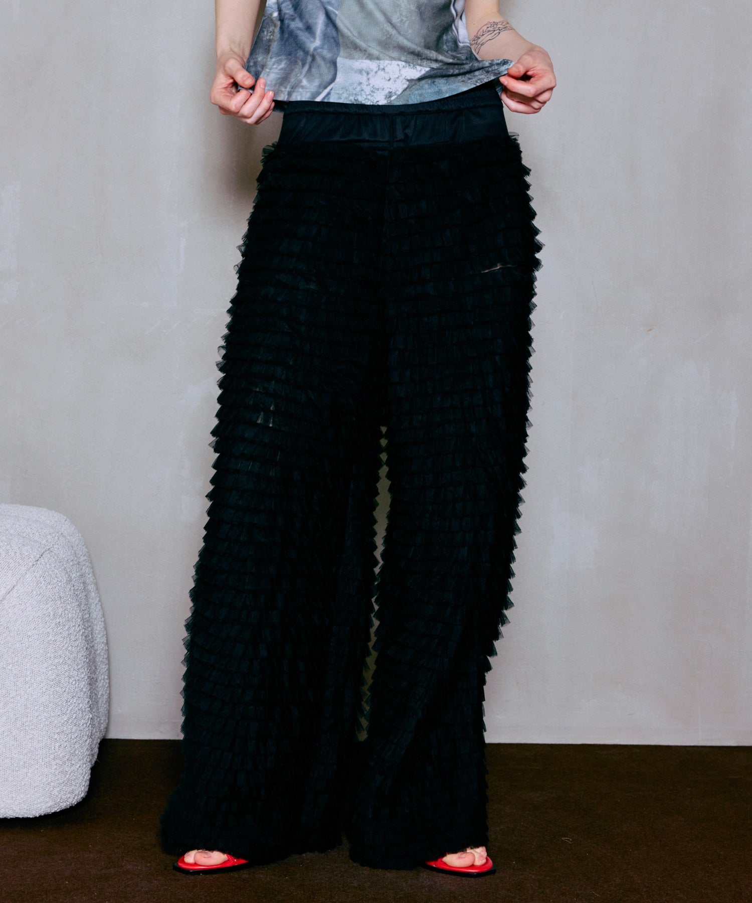 Tulle Tiered Easy Pants