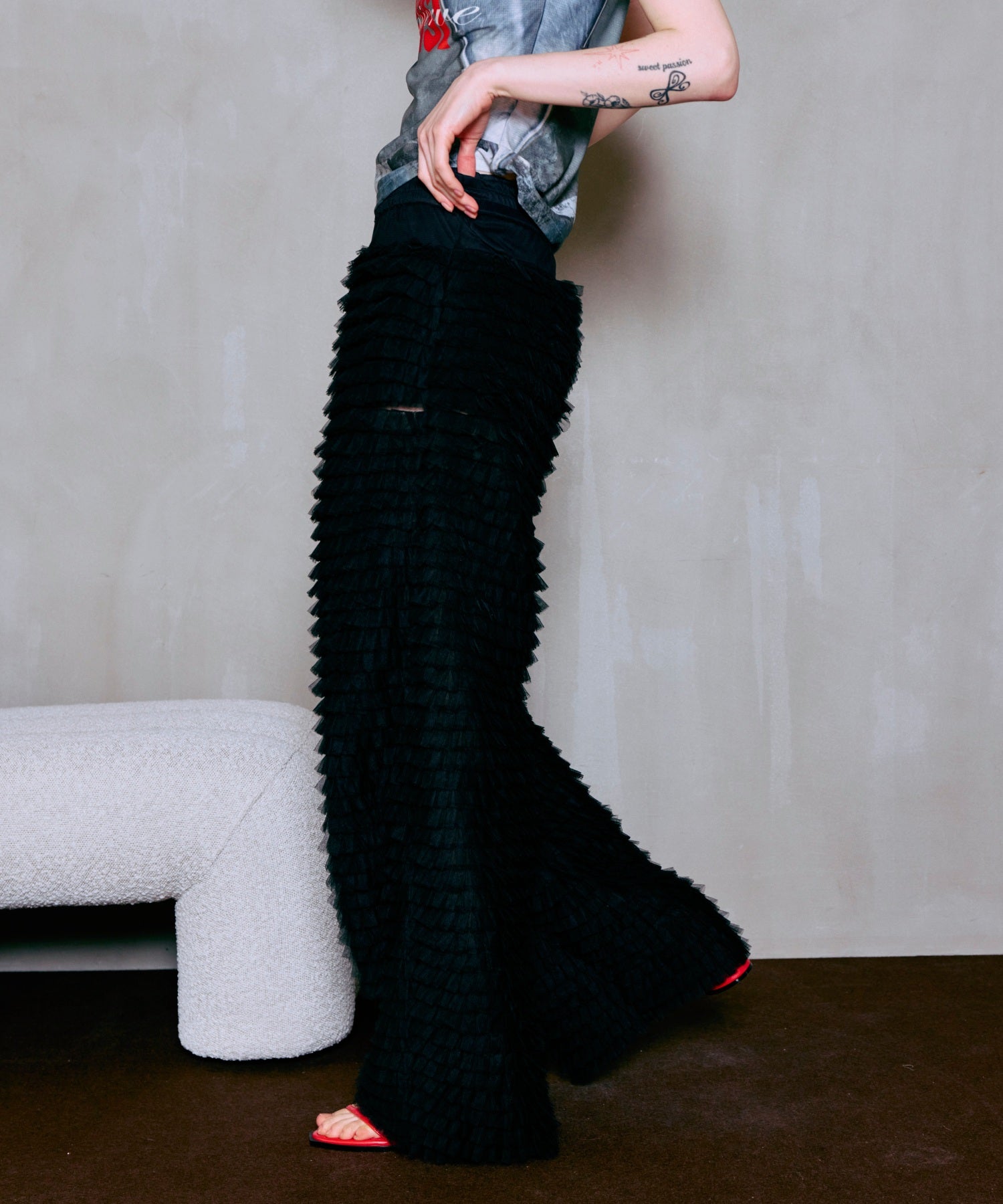 Tulle Tiered Easy Pants
