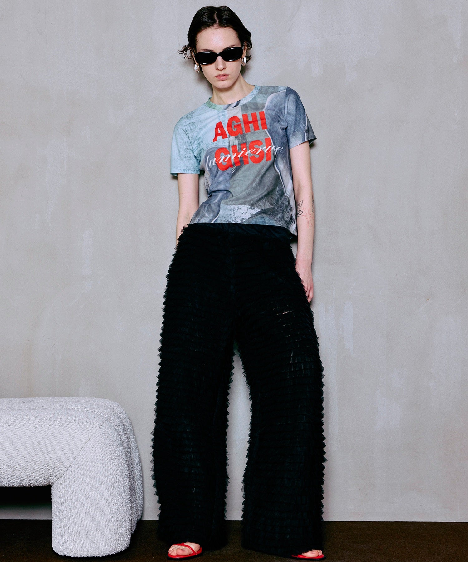 Tulle Tiered Easy Pants