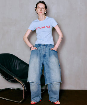 Layered Denim Pants