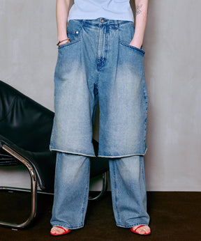 Layered Denim Pants