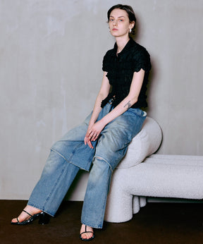 Layered Denim Pants