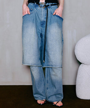 Layered Denim Pants