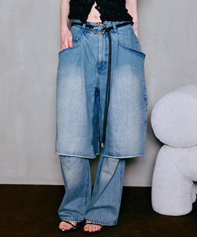 Layered Denim Pants