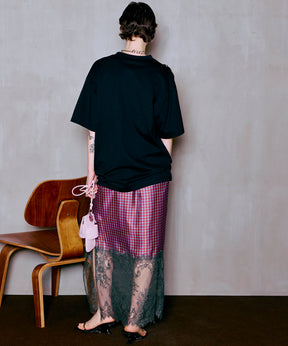 [2026Summer PRE-ORDER] Check Lace Tight Skirt