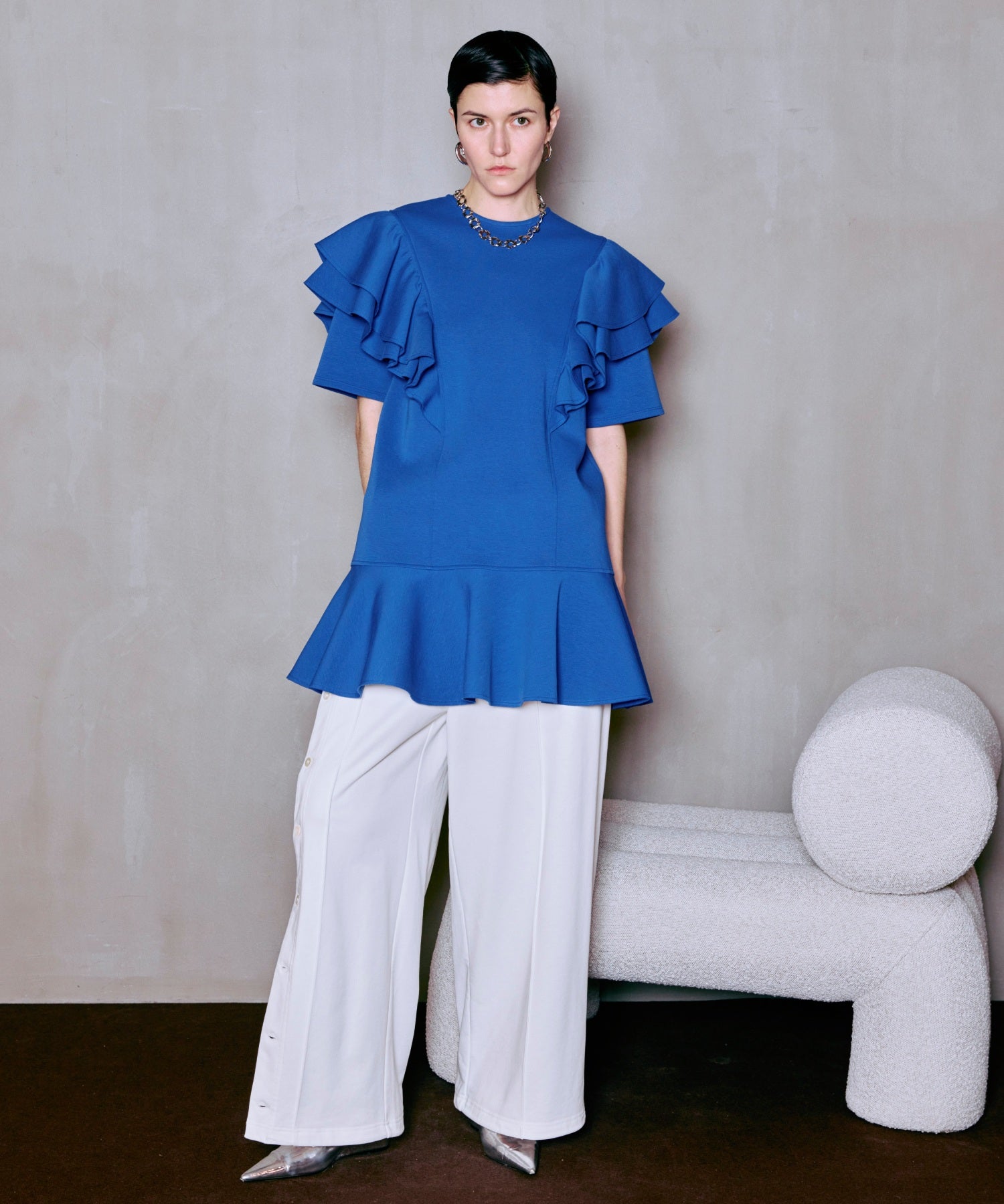 Button Slit Turn-Back Sweat Pants