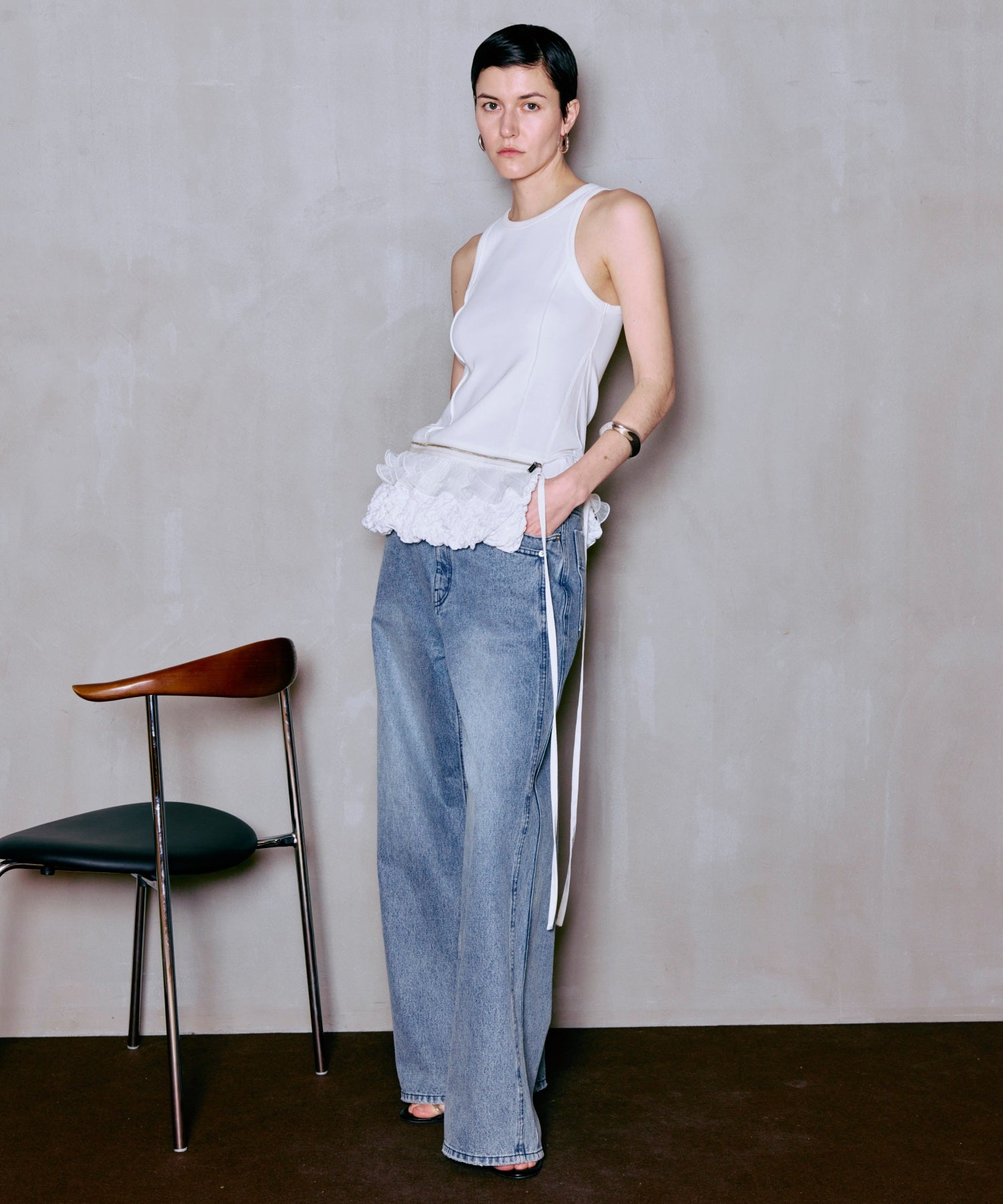PRE-ORDER】2WAY Balloon Peplum Tank Top