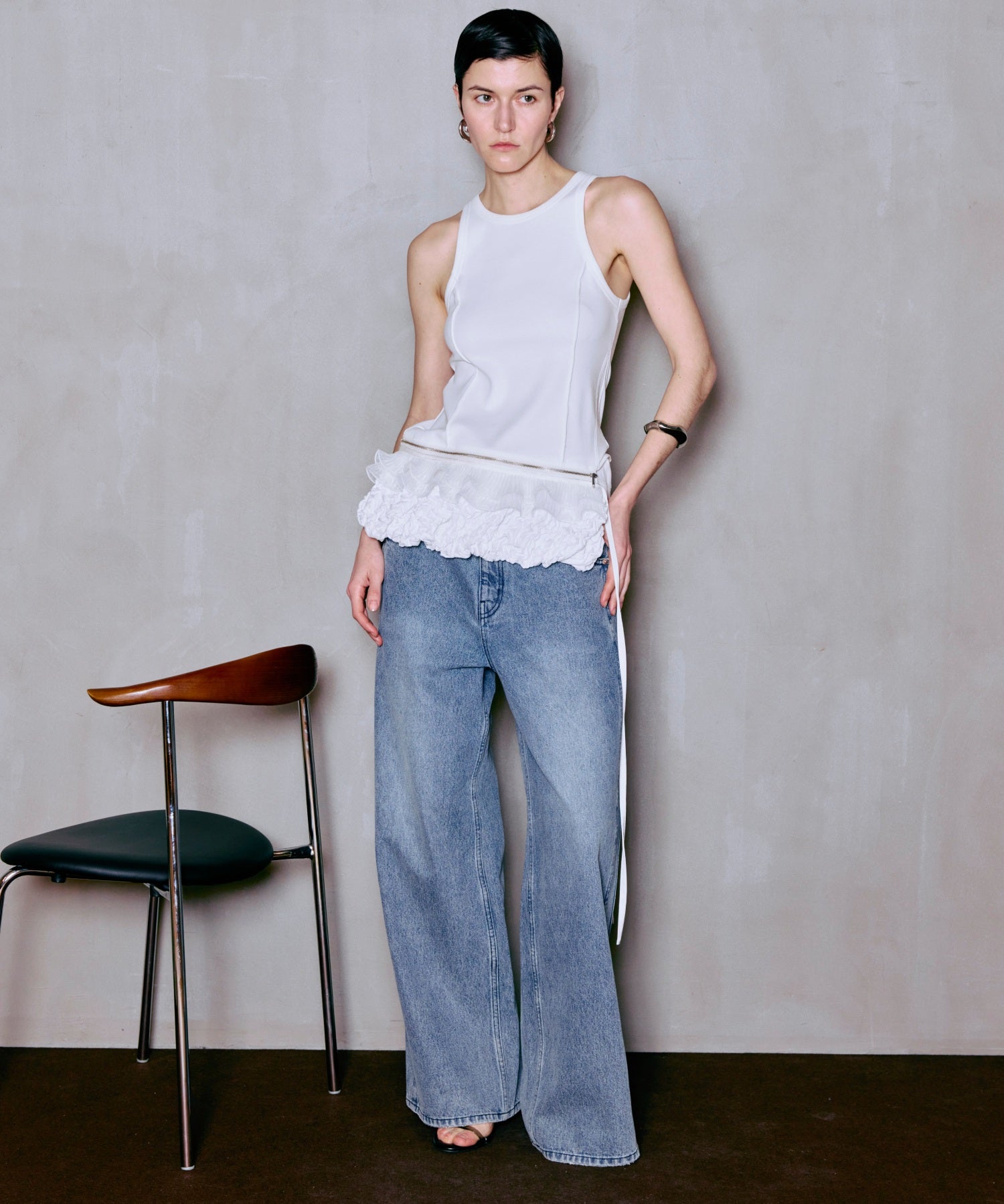 PRE-ORDER】2WAY Balloon Peplum Tank Top