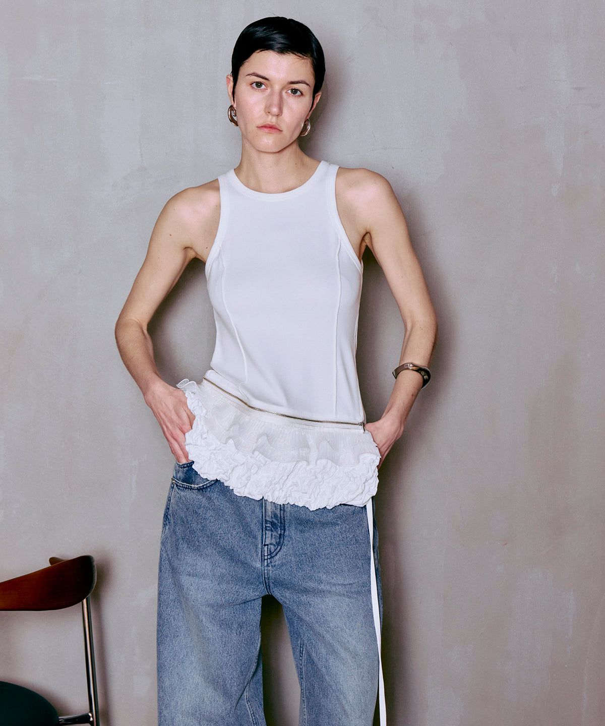 【PRE-ORDER】2WAY Balloon Peplum Tank Top