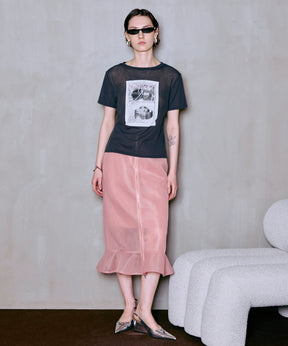 [2026Summer PRE-ORDER] Sheer Bonded Ruffle Skirt