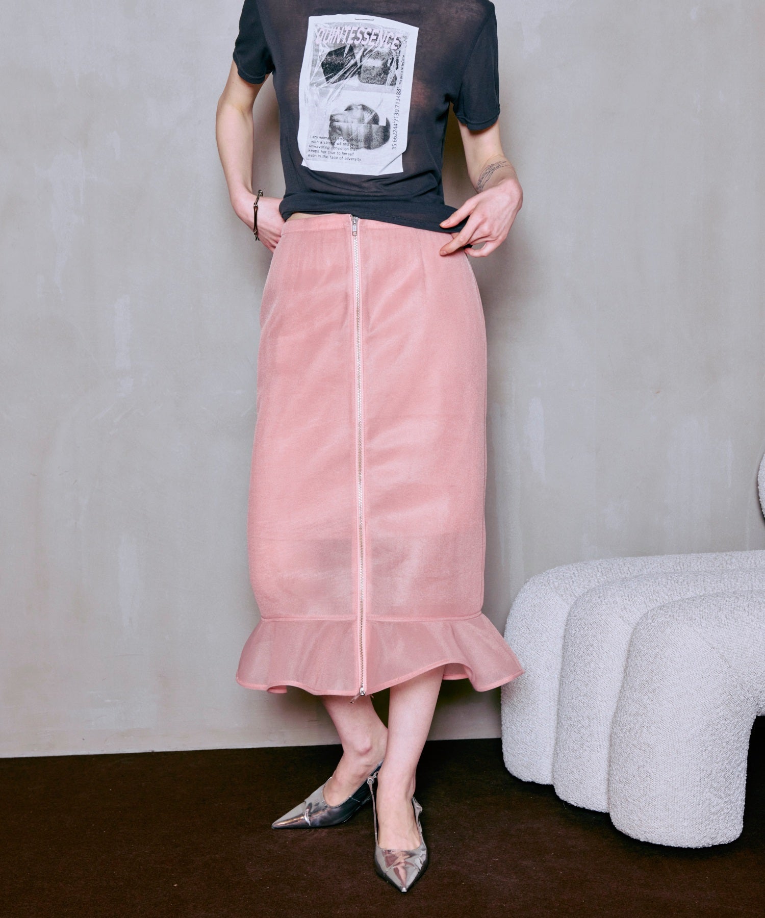 [2026Summer PRE-ORDER] Sheer Bonded Ruffle Skirt