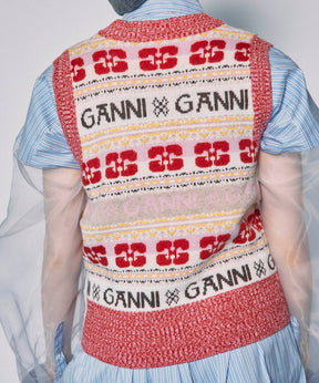 【GANNI】Logo Wool Mix Vest