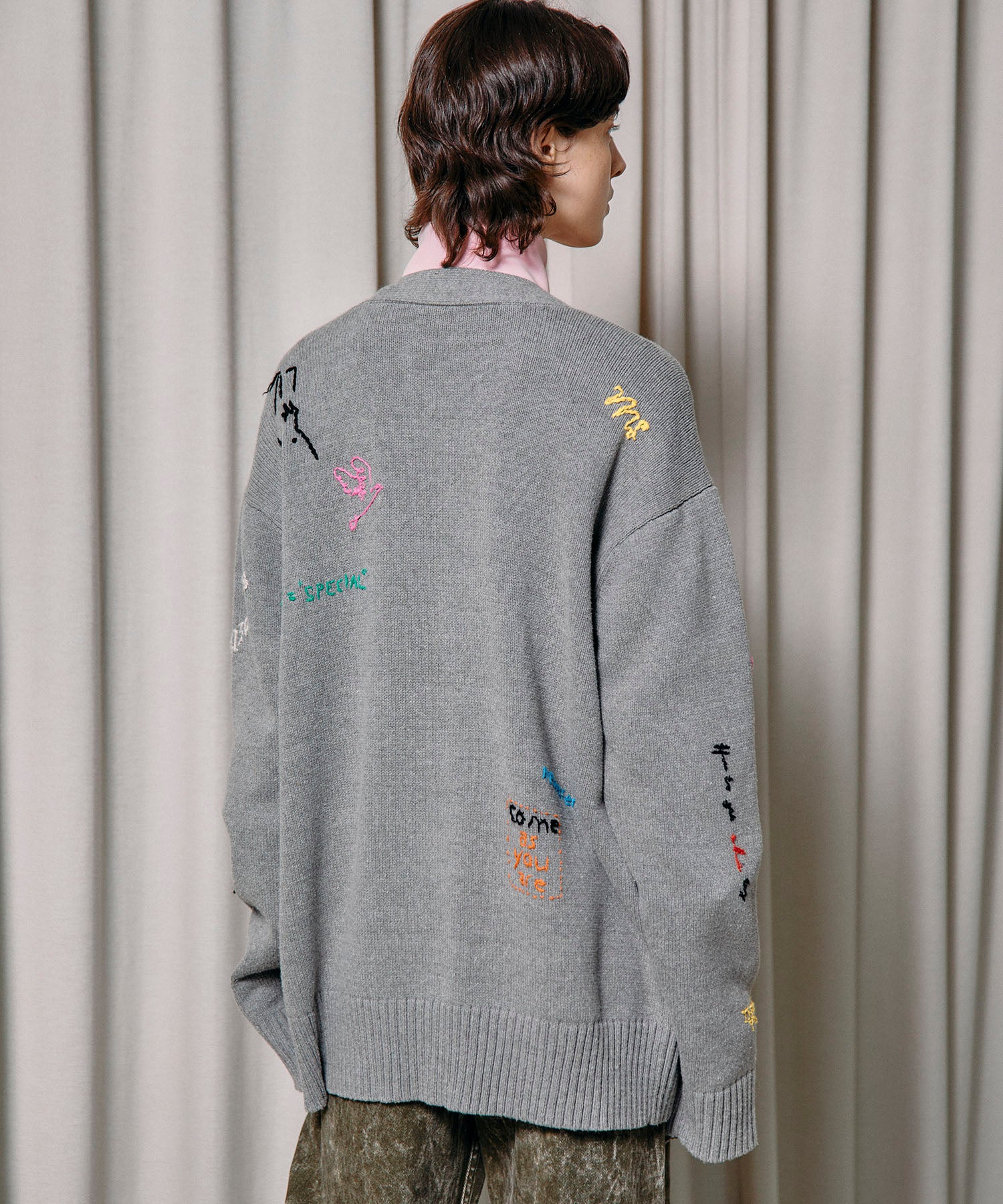 Life Word Embroidery Knit Cardigan