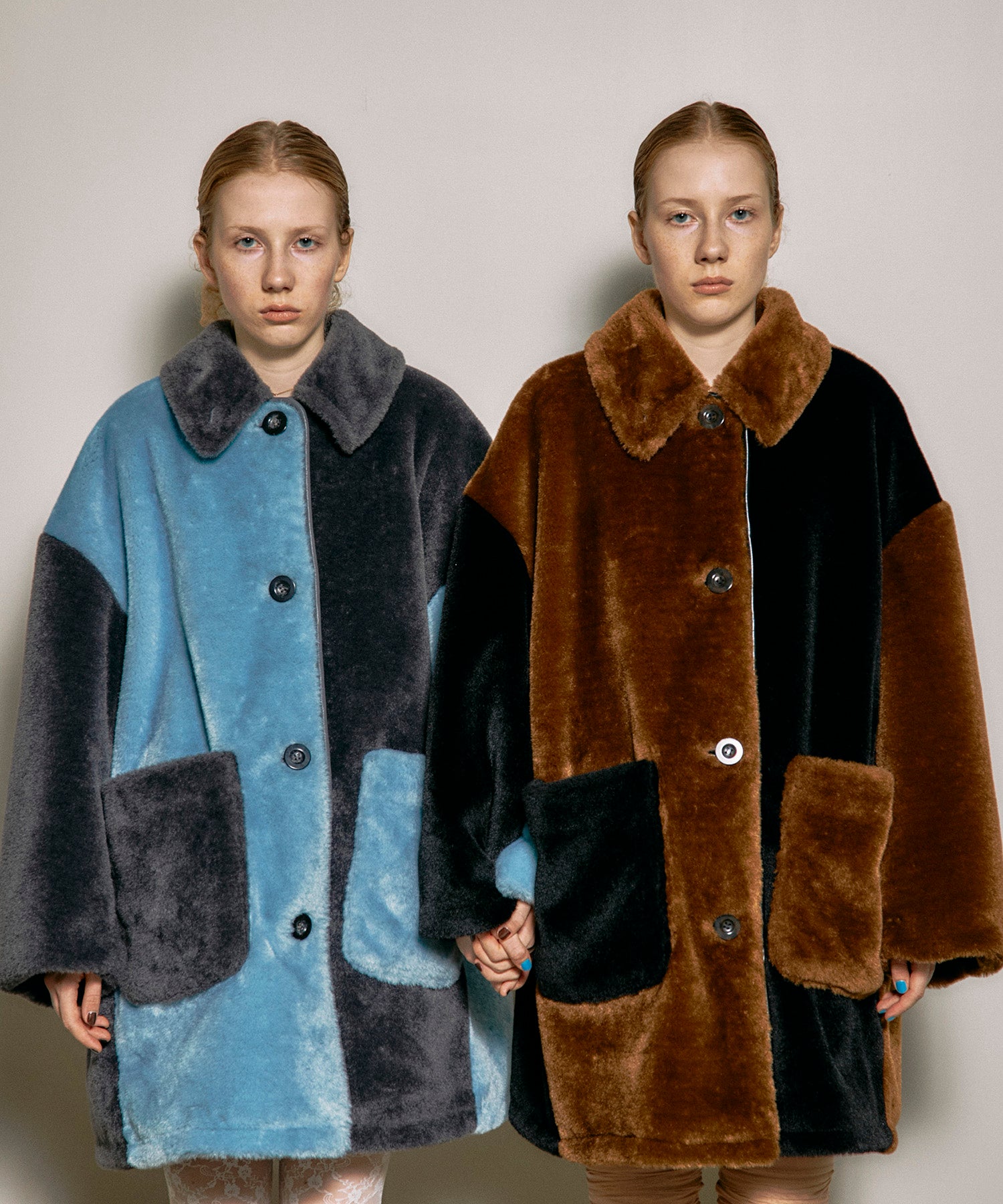 【SALE】Bicolor Soutien Colored Fur Coat